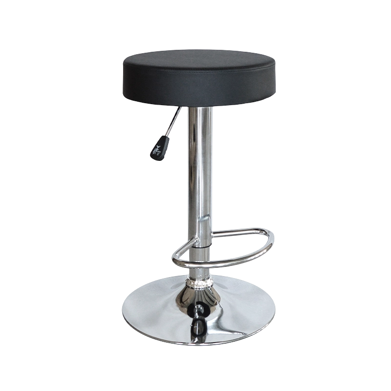 Tabouret de bar pivotant à siège rond en PU noir (GY-1000)