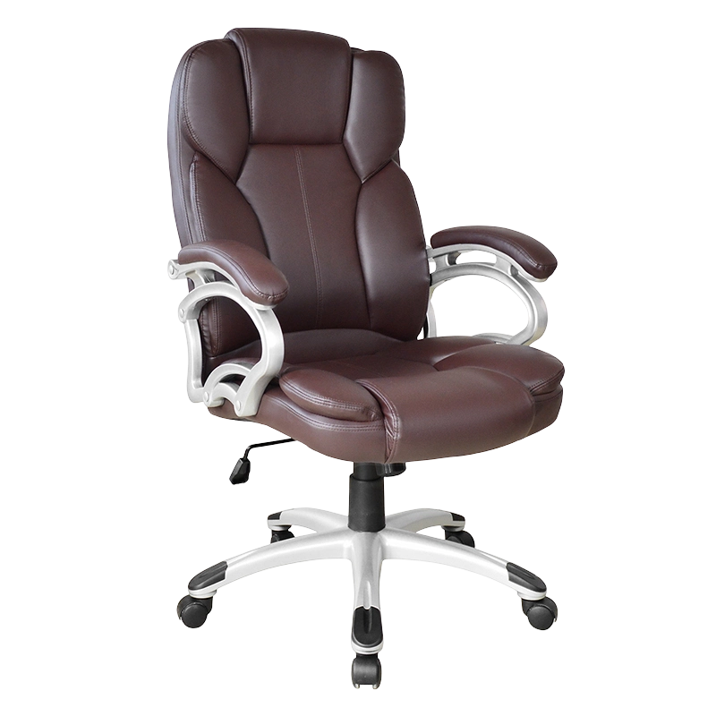 Siège de bureau exécutif avec accoudoir à coussin fixe à dossier haut marron (Y-2825)