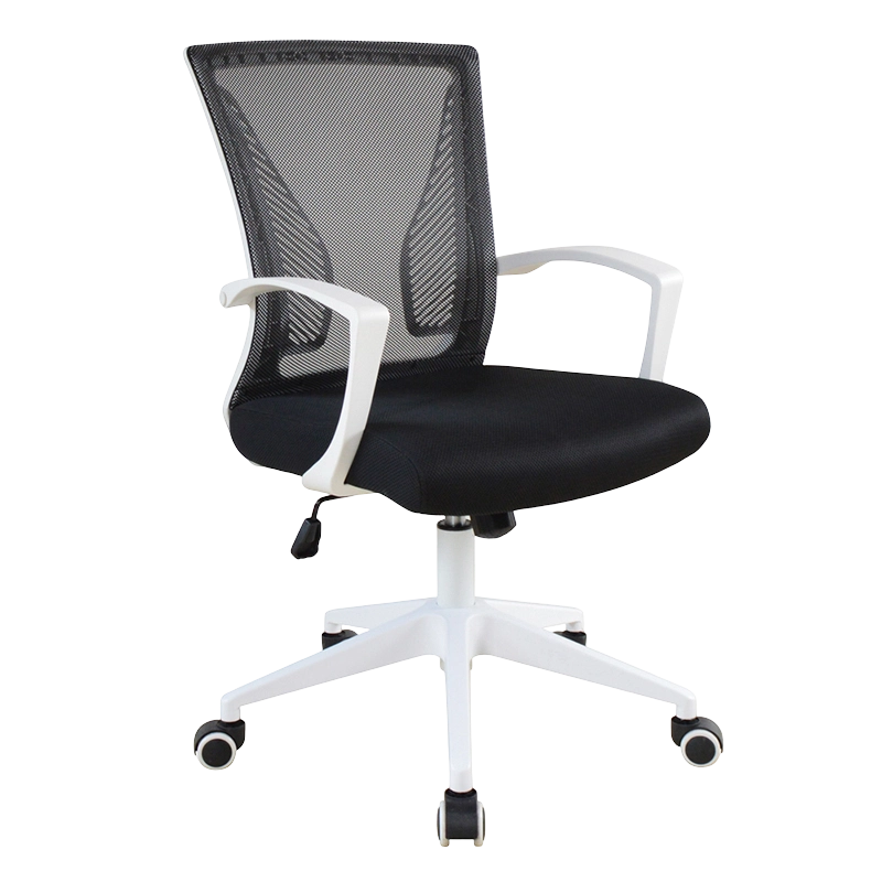 Chaise de travail ergonomique blanche en maille avec accoudoirs en PP pour le bureau à domicile (W-9107)