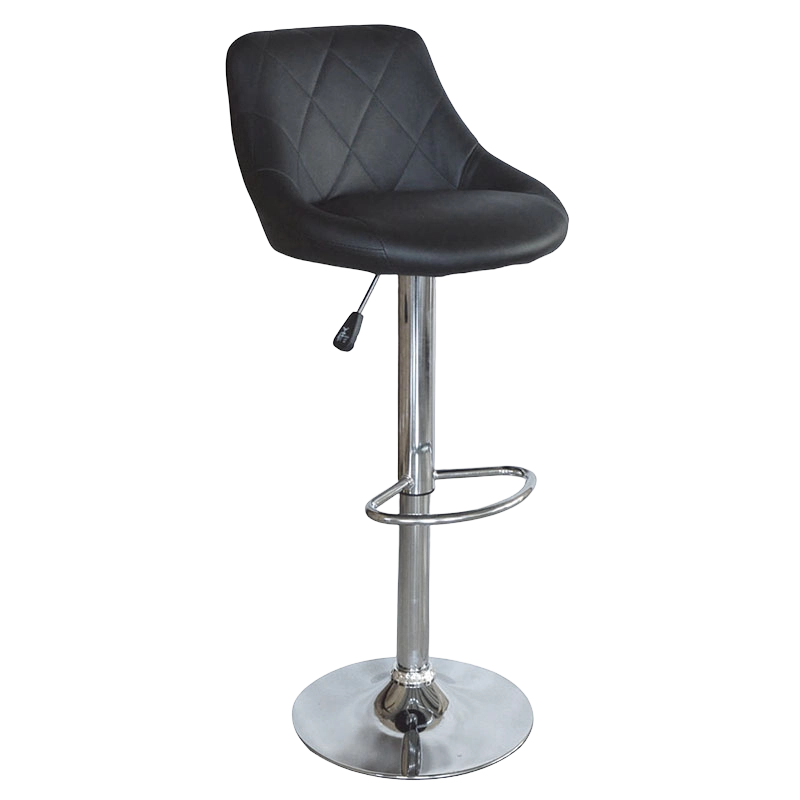 Tabouret de bar pivotant à siège rond en PU noir à dossier moyen (GY-1003A)