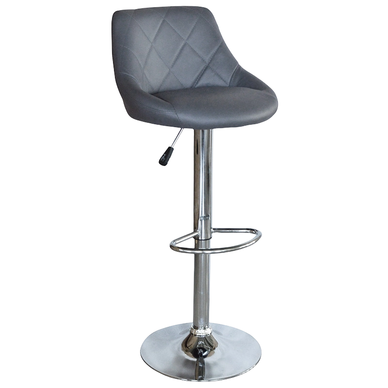 Tabouret de bar pivotant à siège rond à dossier moyen en PU gris (GY-1003A)