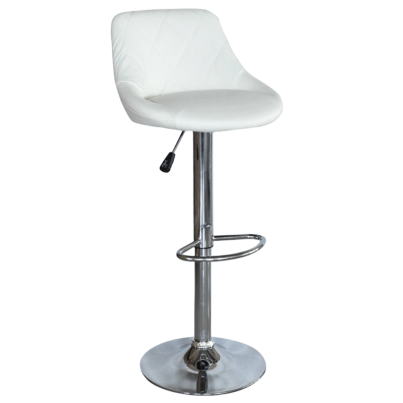 Tabouret de bar pivotant à siège rond à dossier moyen en PU blanc (GY-1003A)