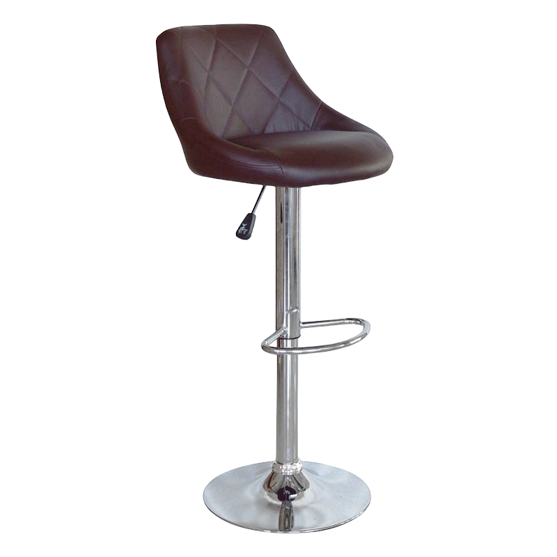 Tabouret de bar pivotant à siège rond à dossier moyen en PU marron (GY-1003A)