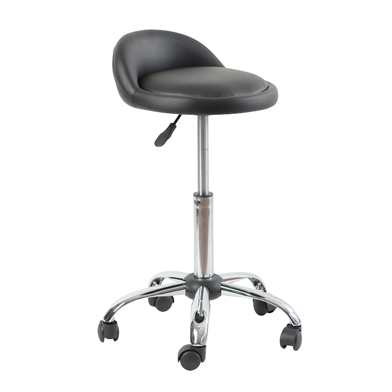 Tabouret de bar pivotant à siège rond à dossier bas en PU noir avec roues (GY-1021A)