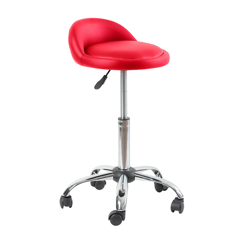 Tabouret de bar pivotant à siège rond à dossier bas en PU rouge avec roues (GY-1021A)