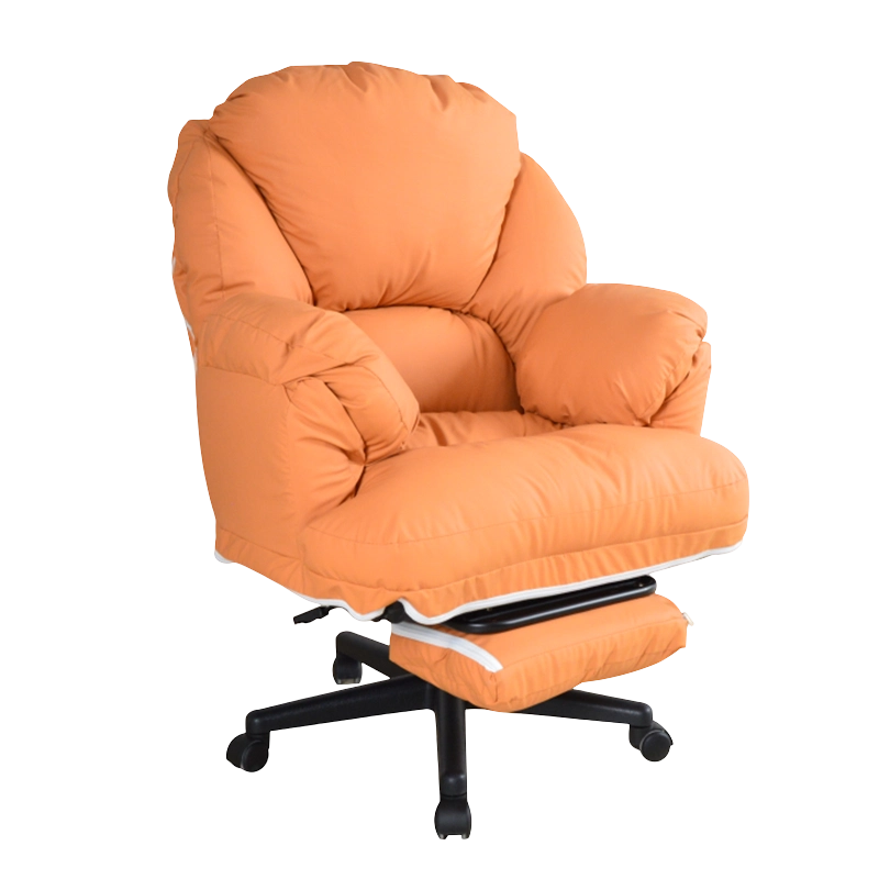 Accueil nordique confortable doux grand ordinateur en cuir PU inclinable chaise de bureau d'étude paresseux canapé chaise avec repose-pieds pour salon (GY-108)
