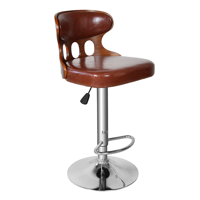 Chaise de tabouret de bar marron à base chromée pivotante (GY-635)