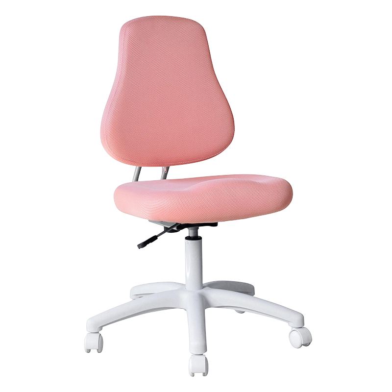 Chaise de travail sans accoudoirs en tissu rose avec base en nylon (M-6122)